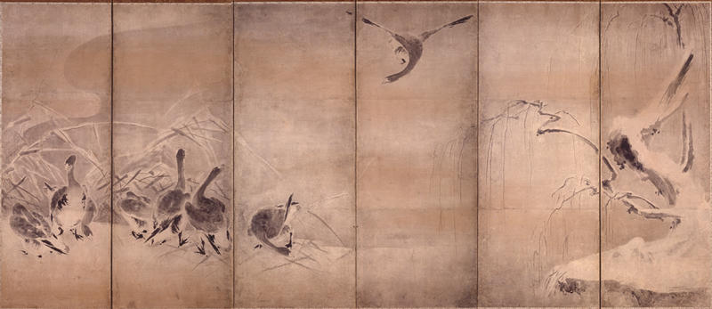 Wild Geese Among Reeds (left)